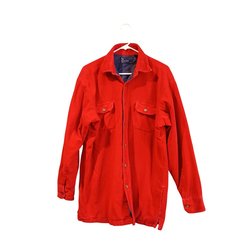 Vtg Corduroy Shirt Jacket Red L Mens Shop Lined Shacket Chore Barn  Flaw Work